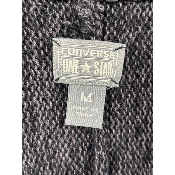 Converse All Star Gray Black Marl Open-Front Cable Knit Cardigan Sweater Size M - Picture 3 of 7